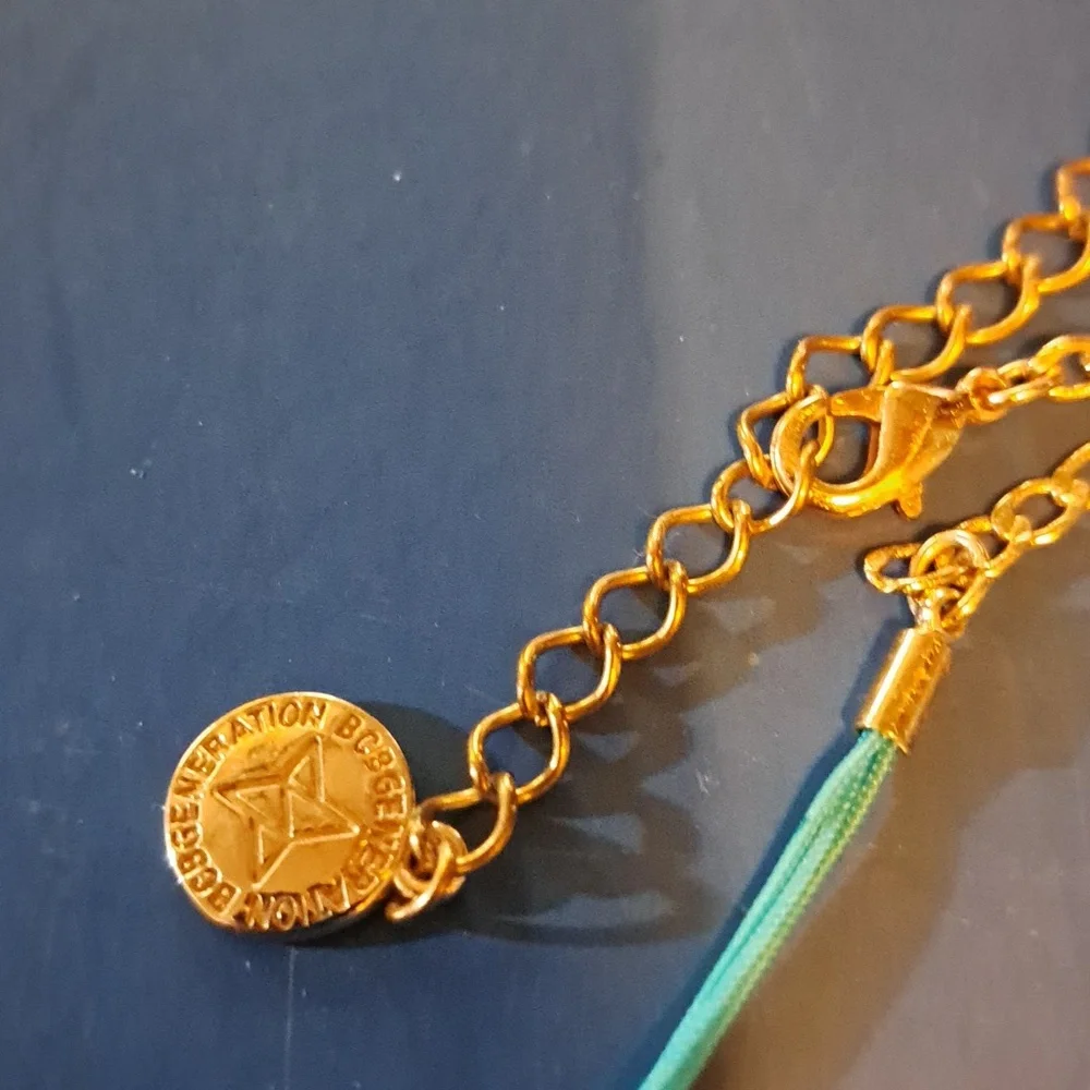 BCBGENERATION SHORT NECKLACE CHOKER ROSE GOLD DREAM blue adjustable extender - Picture 2 of 3